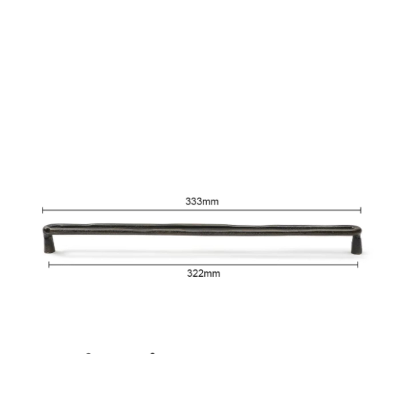 Juodos organinės formos rankenėlės 322mm matmenų brėžinys